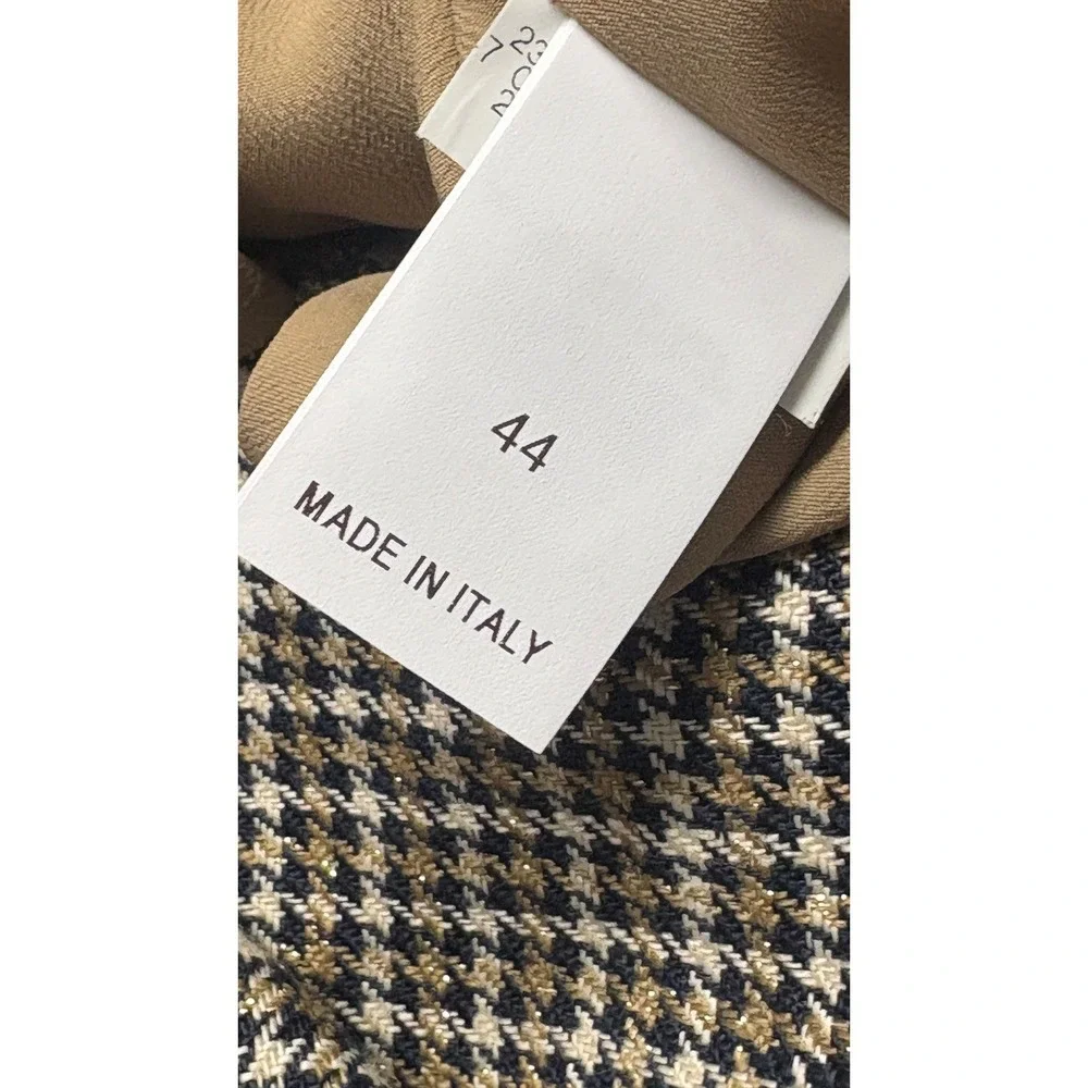 New Brunello Cucinelli Blazer Women Tan Gold 44 8 Houndstooth Old Money  Linen‎